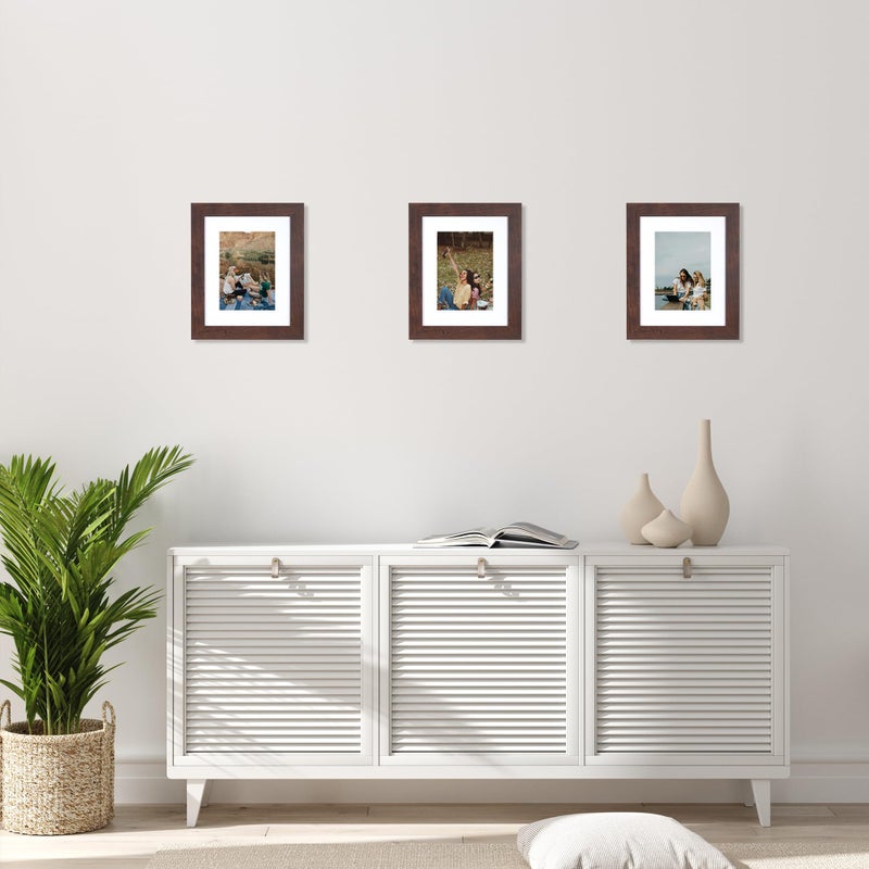 kennethan 2 Pcs Dark Brown Frame Set - 8x10 or 5x7 Picture with Mat or Without Mat on the Wall - Image 2